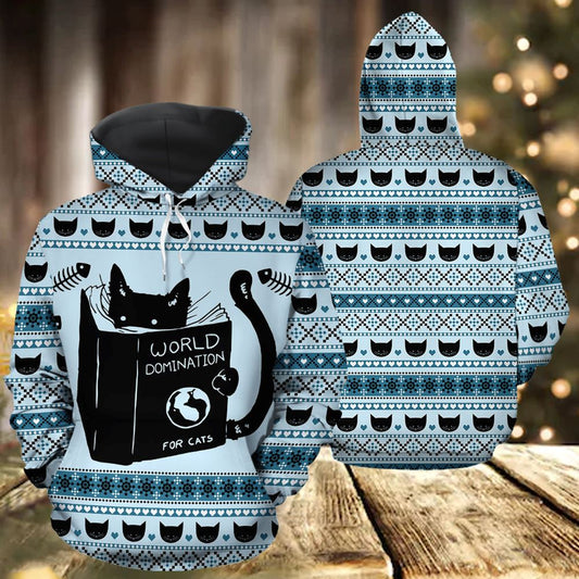 World Domination For Cats All Over Print 3D Hoodie For Men And Women, Best Gift For Cat lovers, Best Outfit Christmas