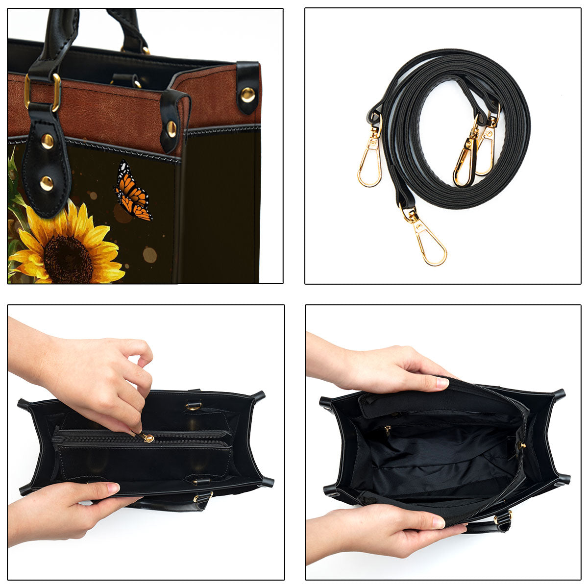 Worry Ends When Faith Begins Personalized Butterfly Leather Bag For Women - Religious Gifts For Women