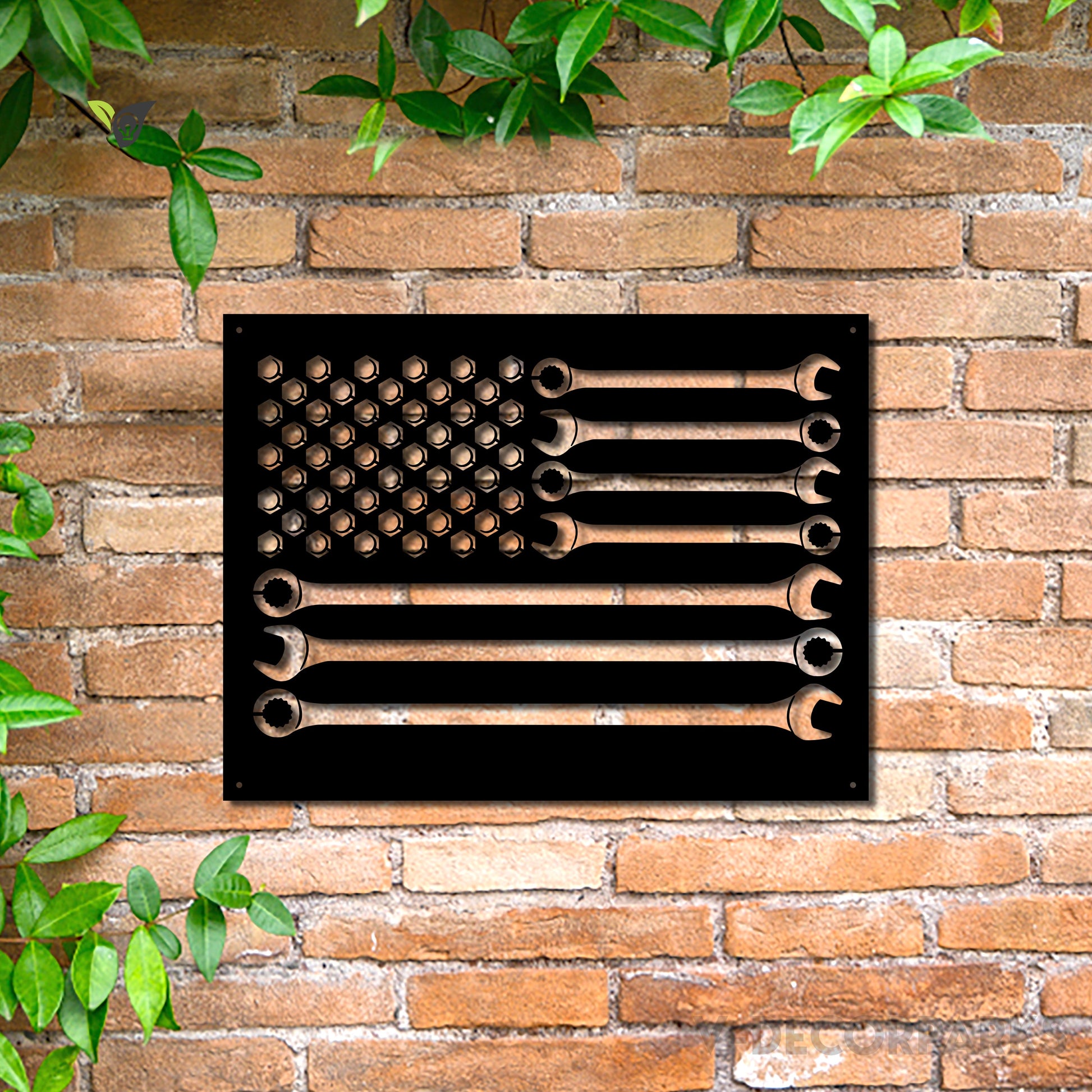 Wrench Flag Metal Wall Art - Wrenches And Bolts American Flag Cut Metal Sign - Gift For Him - Garage Metal Wall