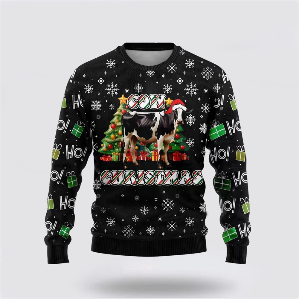 Xmas Pine Tree Cow Ugly Christmas Sweater, Farm Sweater, Christmas Gift, Best Winter Outfit Christmas