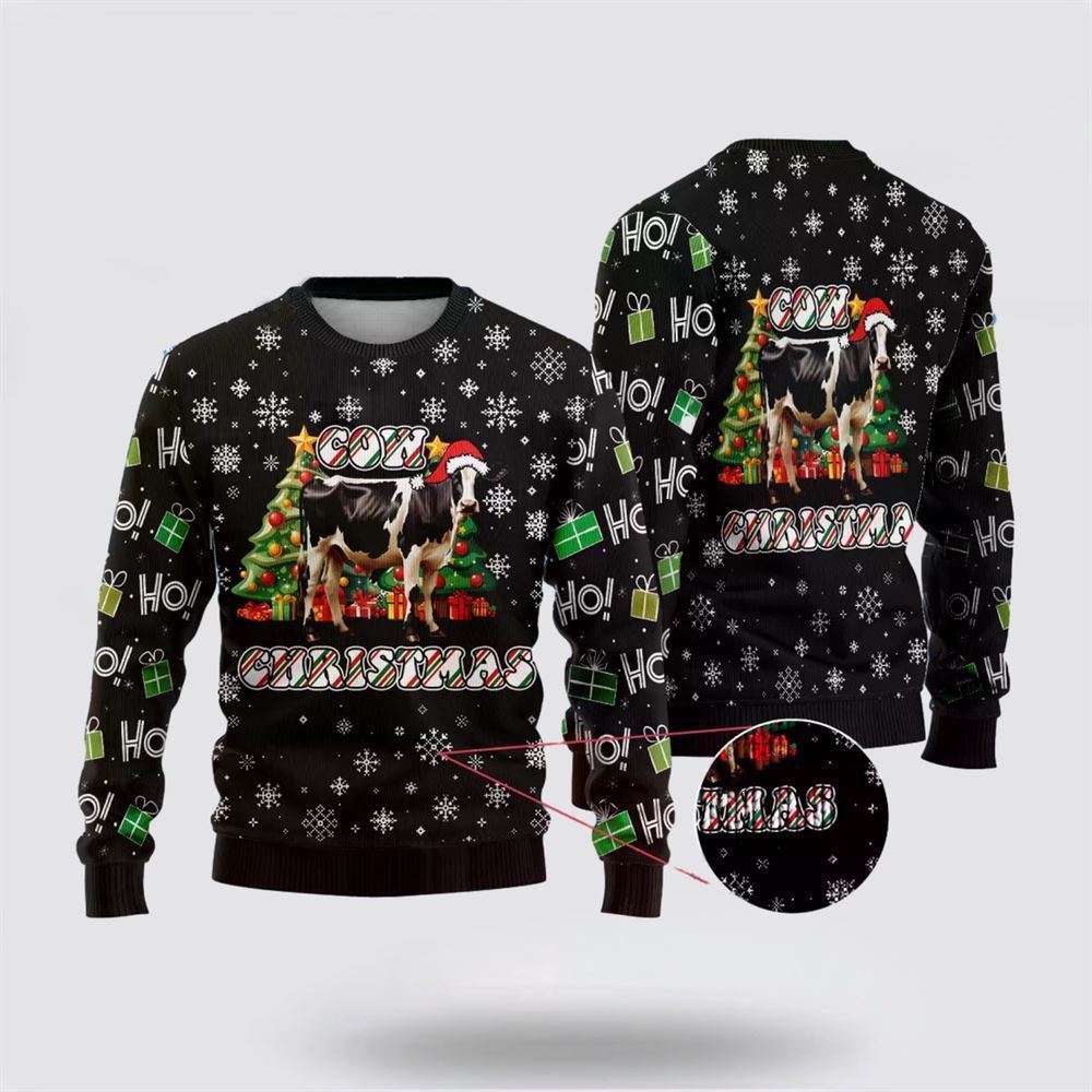 Xmas Pine Tree Cow Ugly Christmas Sweater, Farm Sweater, Christmas Gift, Best Winter Outfit Christmas