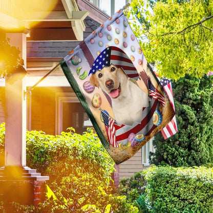 Yellow Labrador American Easter House Flags - Happy Easter Garden Flag - Decorative Easter Flags