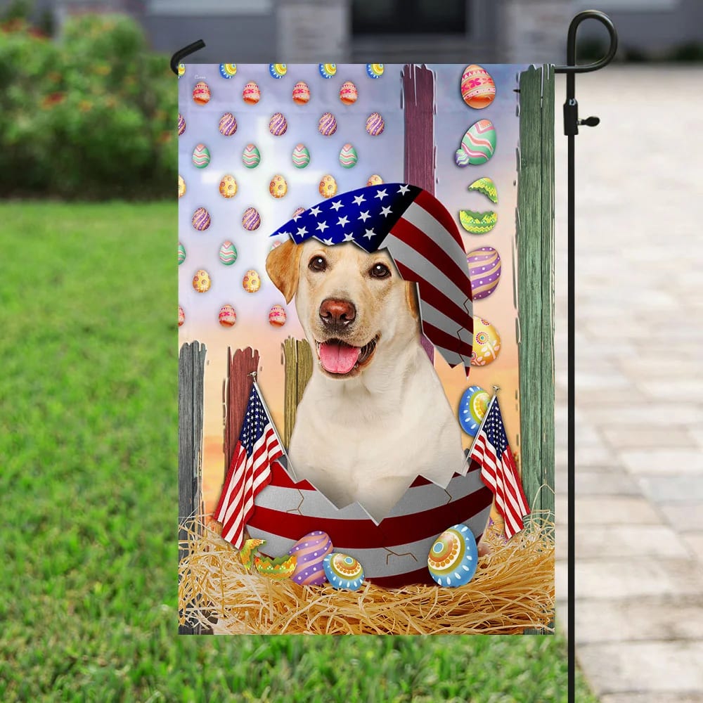 Yellow Labrador American Easter House Flags - Happy Easter Garden Flag - Decorative Easter Flags