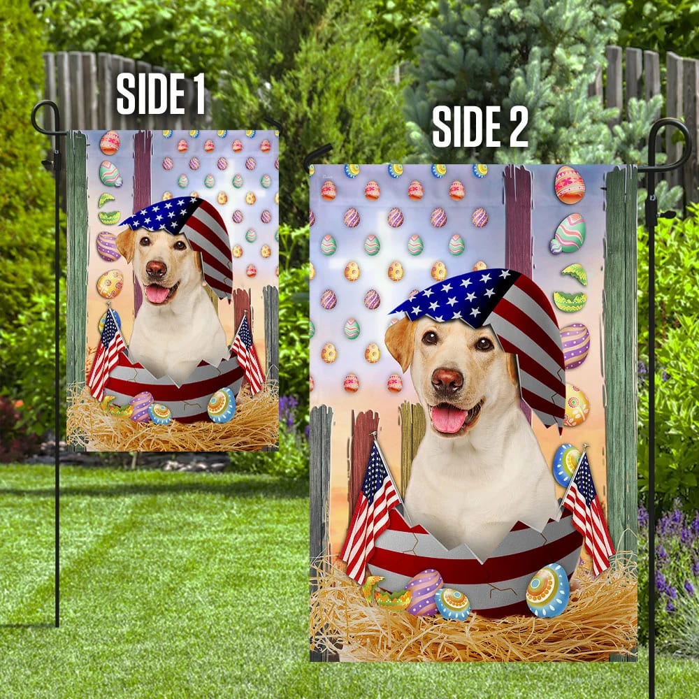 Yellow Labrador American Easter House Flags - Happy Easter Garden Flag - Decorative Easter Flags