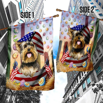 Yorkshire Terrier American Easter House Flags - Happy Easter Garden Flag - Decorative Easter Flags