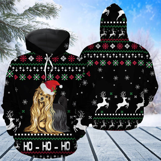 Yorkshire Terrier Hohoho All Over Print 3D Hoodie For Men And Women, Best Gift For Dog lovers, Best Outfit Christmas