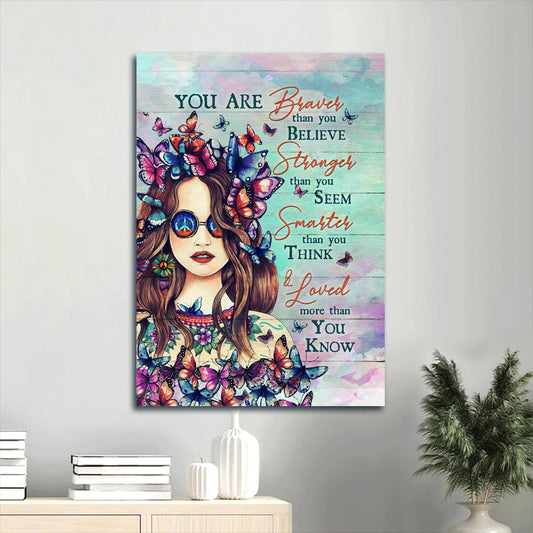 You Are Braver Than You Believe Canvas Wall Art - Beautiful Girl Canvas - Gift For Her