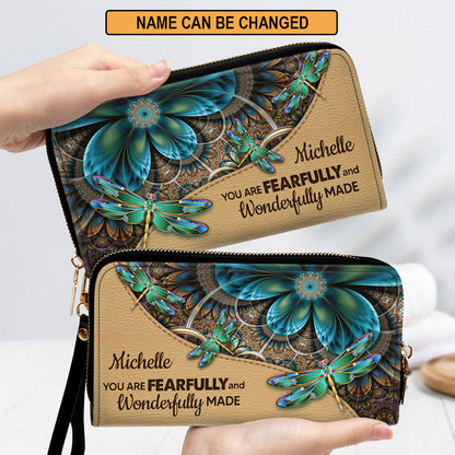 You Are Fearfully And Wonderfully Made Clutch Purse For Women - Personalized Name - Christian Gifts For Women