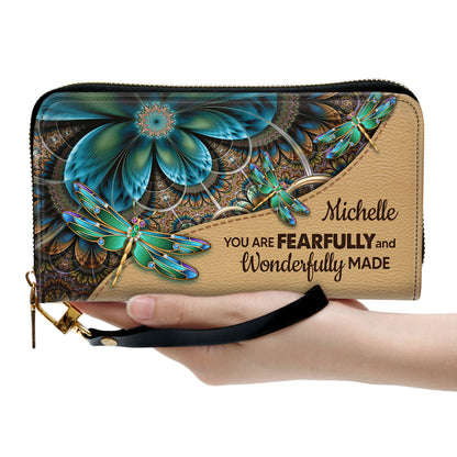You Are Fearfully And Wonderfully Made Clutch Purse For Women - Personalized Name - Christian Gifts For Women