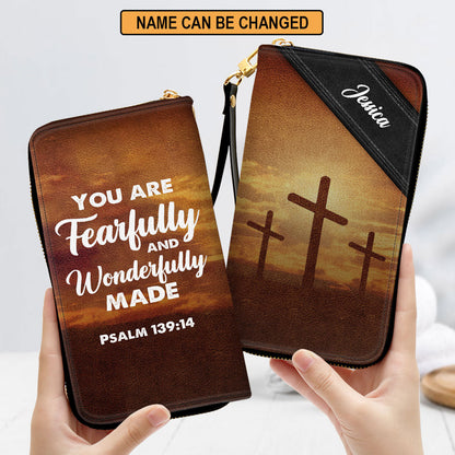 You Are Fearfully And Wonderfully Made Inspirational Gifts For Women Psalm 139 14 Clutch Purse For Women - Personalized Name