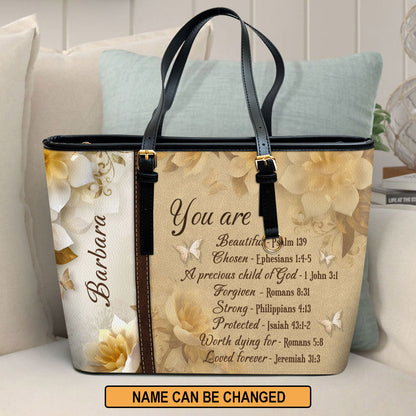 You Are Loved Forever Personalized Large Pu Leather Tote Bag For Women - Mom Gifts For Mothers Day