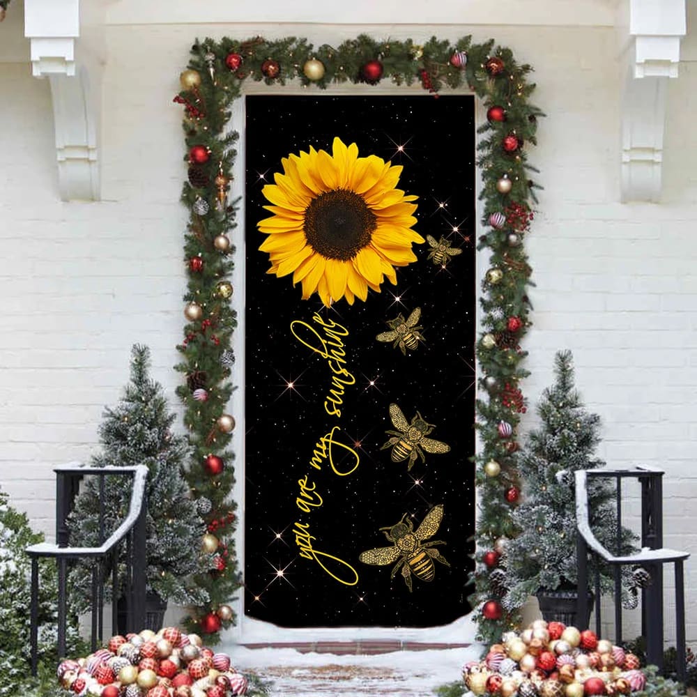 You Are My Sunshine Bee Sunflower Door Cover - Religious Door Decorations
