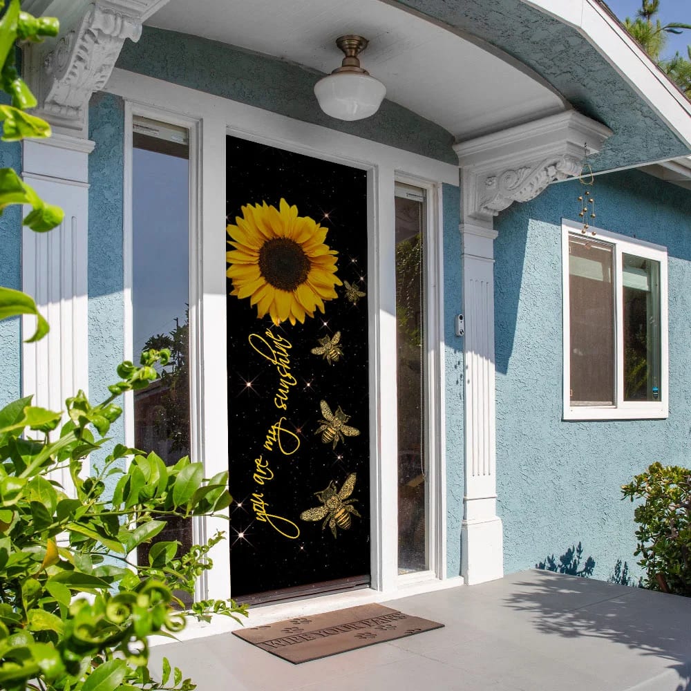 You Are My Sunshine Bee Sunflower Door Cover - Religious Door Decorations