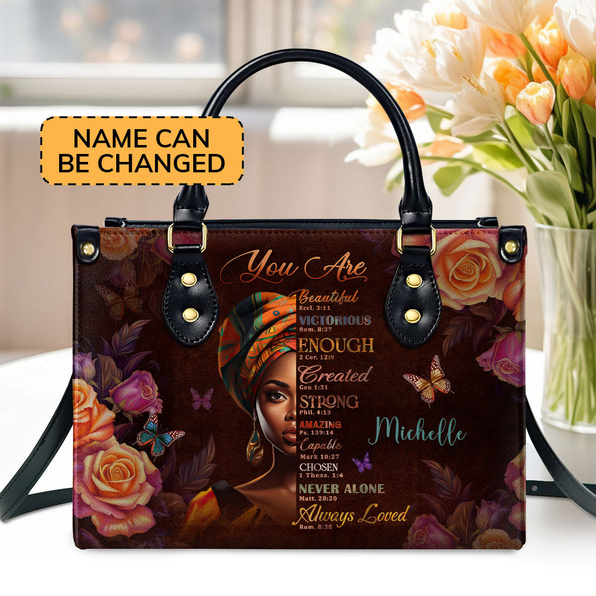 You Are Never Alone Personalized Leather Handbag With Zipper Gift For Worship Members