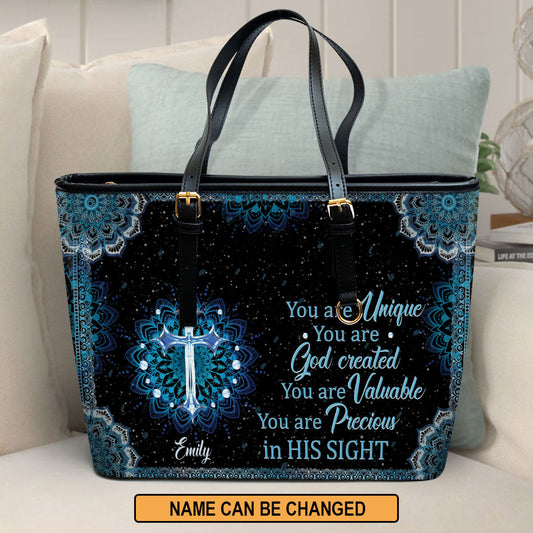 You Are Precious In His Sight Personalized Large Pu Leather Tote Bag For Women - Mom Gifts For Mothers Day