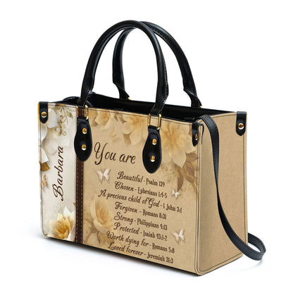 You Are Protected Beautiful Personalized Flower Leather Bag For Women - Religious Gifts For Women