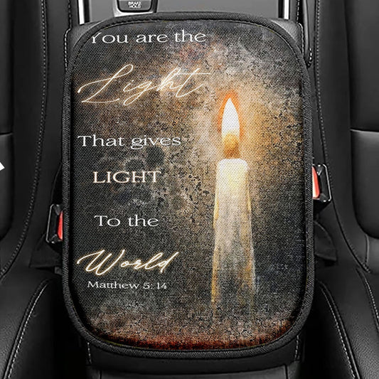 You Are The Light Candle Seat Box Cover, Christian Car Center Console Cover, Inspirational Gift For Christian Women