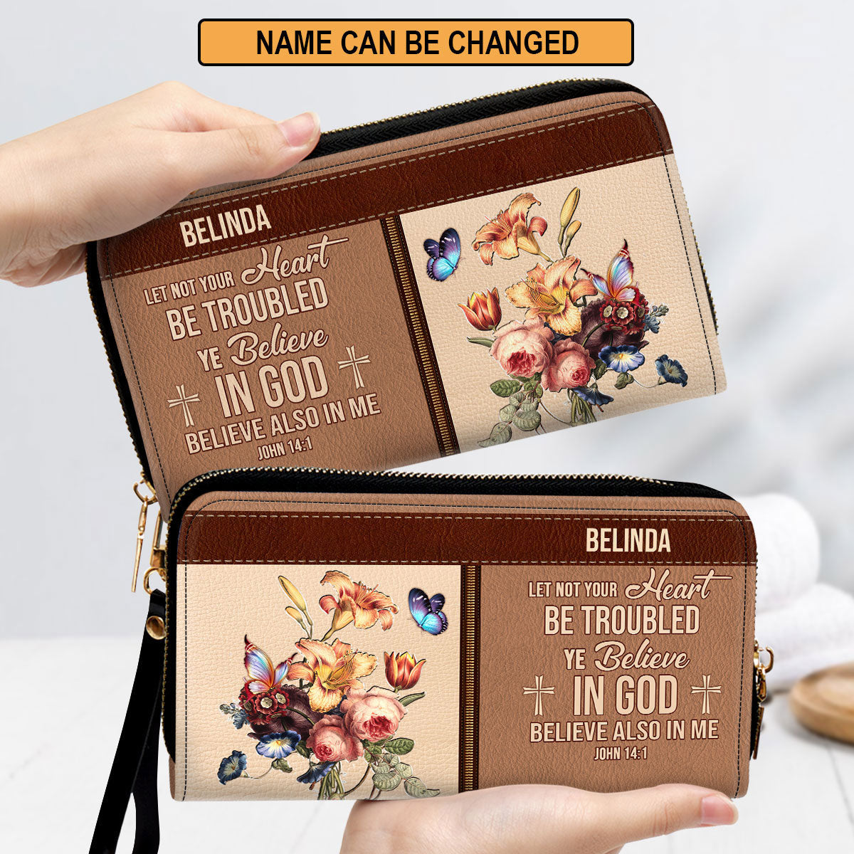 You Believe In God Awesome Flower Clutch Purse For Women - Personalized Name - Christian Gifts For Women