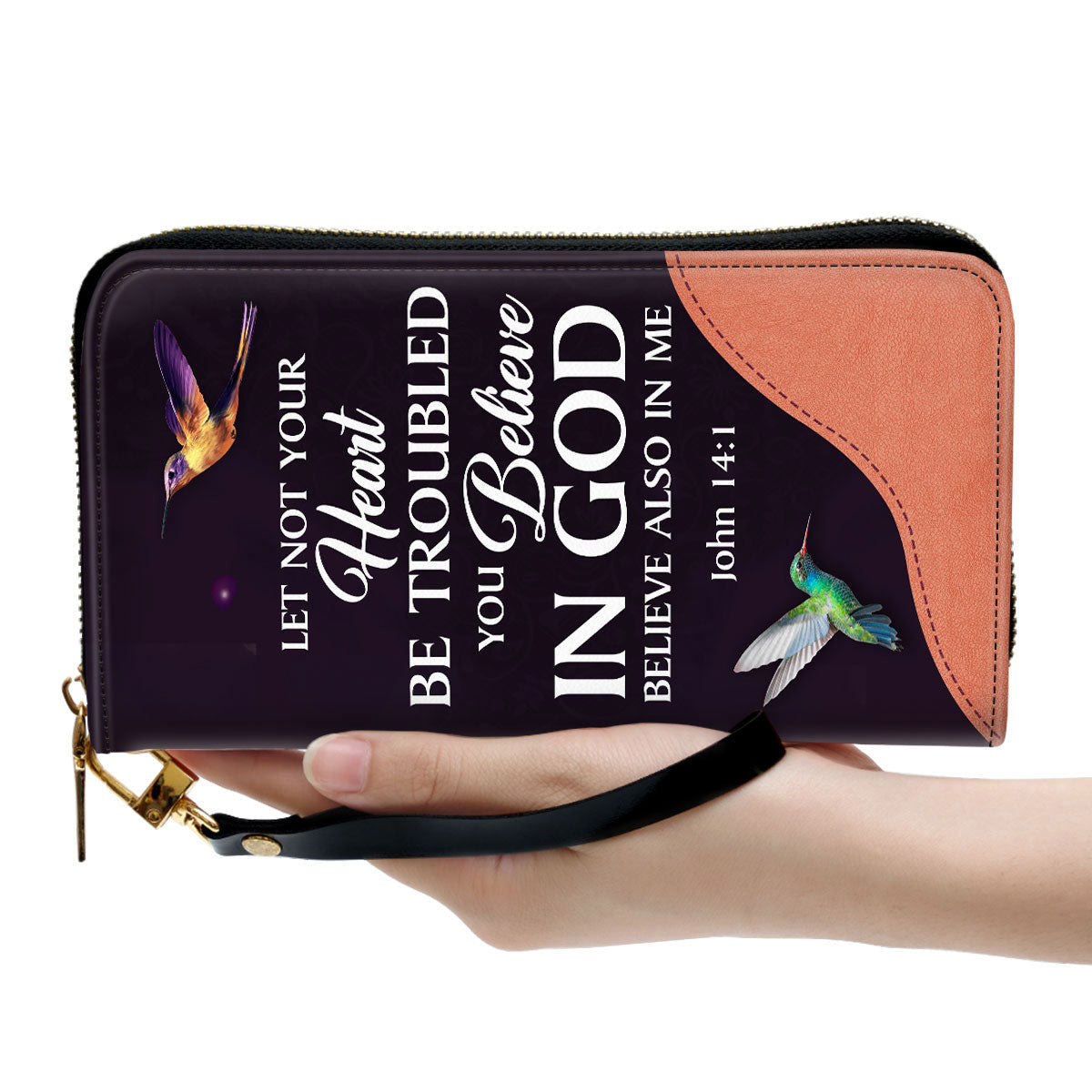 You Believe In God John 14 1 Clutch Purse For Women - Personalized Name - Christian Gifts For Women