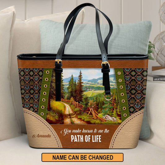 You Make Known To Me The Path Of Life Personalized Large Pu Leather Tote Bag For Women - Mom Gifts For Mothers Day