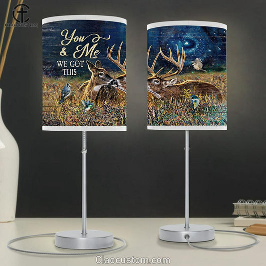 You & Me We Got This deer hummingbird Table Lamp For Bedroom - Bible Verse Table Lamp - Religious Room Decor