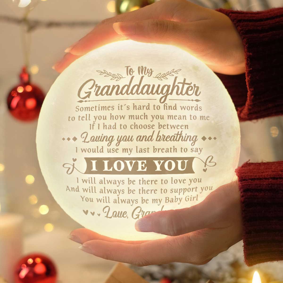 You Will Always Be My Baby Girl 3d Printed Moon Lamp - To My Granddaughter - Gift For Granddaughter - Engraved Moon Lamp