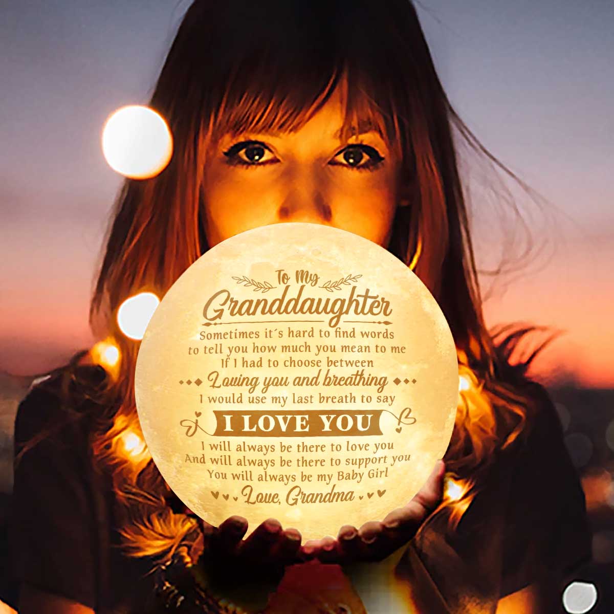 You Will Always Be My Baby Girl 3d Printed Moon Lamp - To My Granddaughter - Gift For Granddaughter - Engraved Moon Lamp