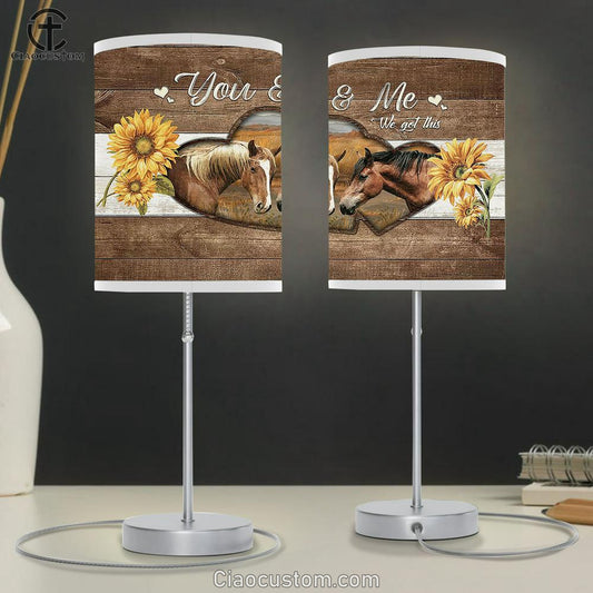 You and me we got this horse Sunflower Table Lamp For Bedroom - Bible Verse Table Lamp - Religious Room Decor