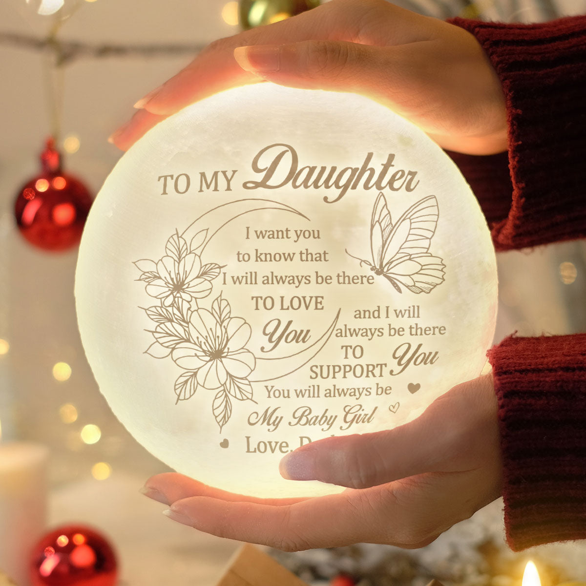 You'll Always Be My Baby Girl 3d Printed Moon Lamp - To My Daughter From Dad - Birthday Gift For Daughter - Valentines Day Gifts For Daughter