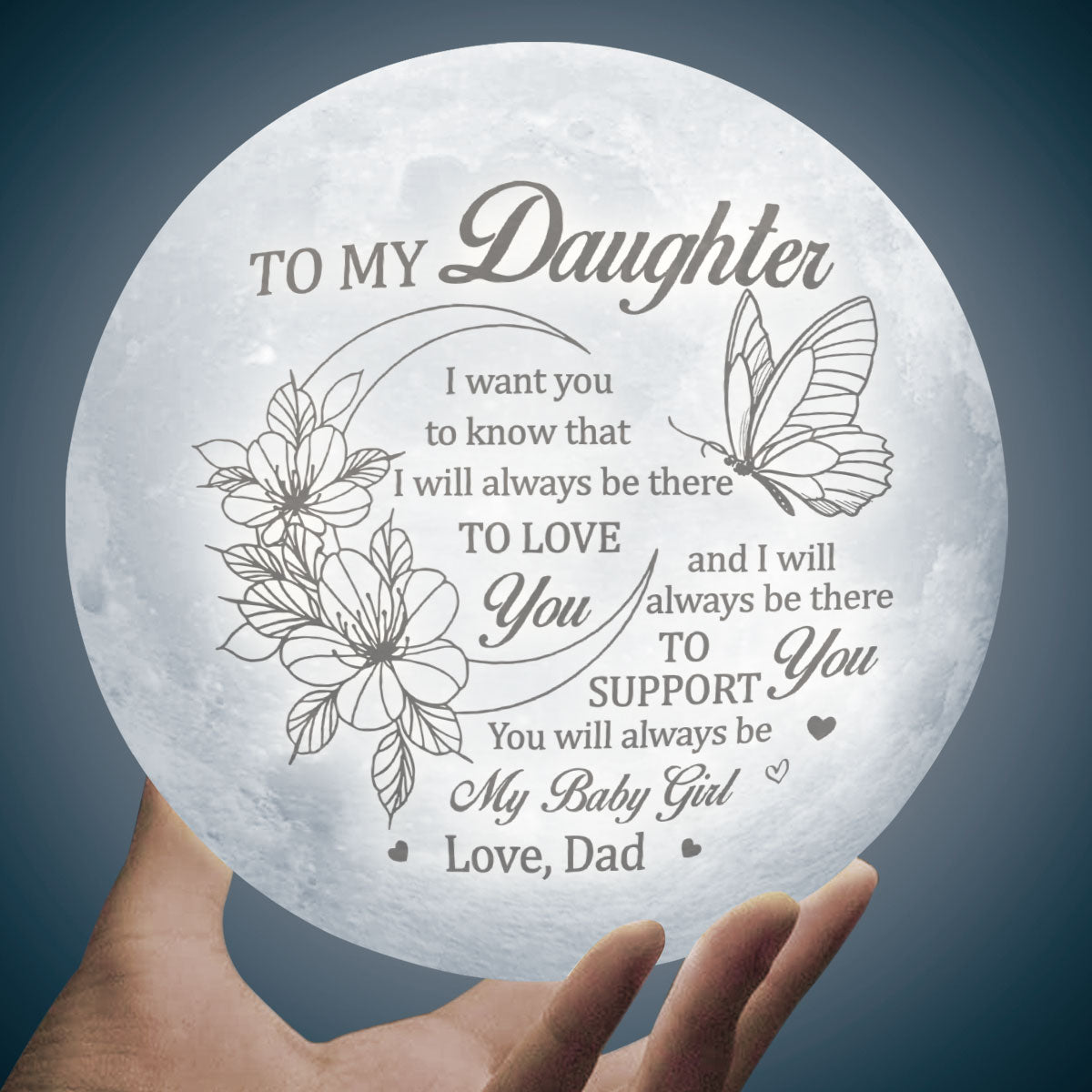 You'll Always Be My Baby Girl 3d Printed Moon Lamp - To My Daughter From Dad - Birthday Gift For Daughter - Valentines Day Gifts For Daughter