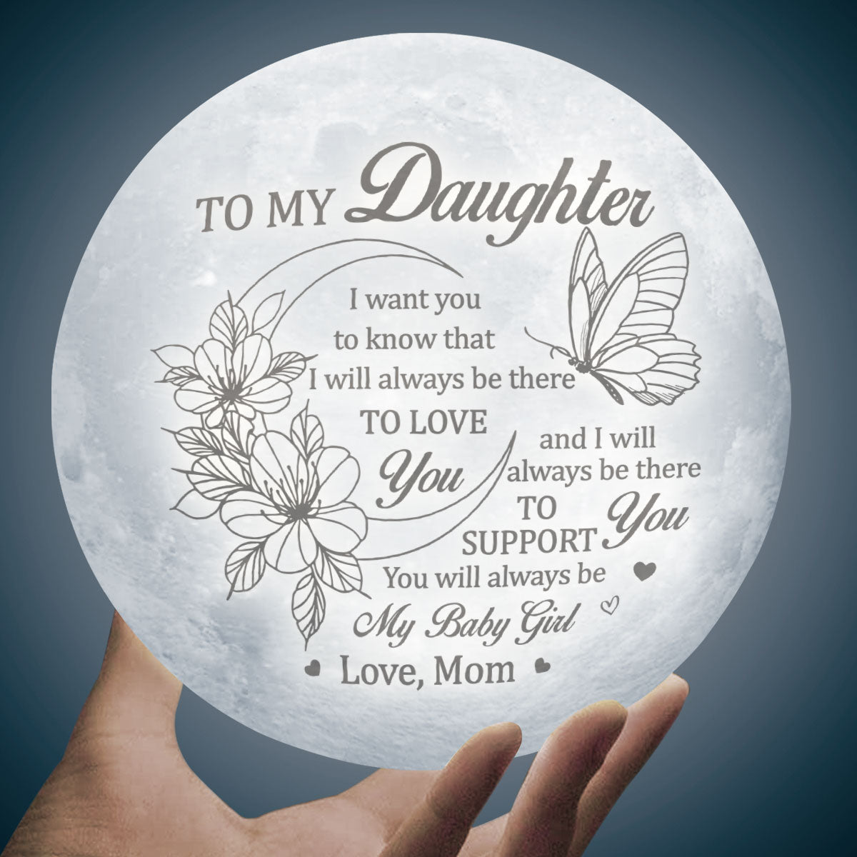You'll Always Be My Baby Girl 3d Printed Moon Lamp - To My Daughter From Mom - Birthday Gift For Daughter - Valentines Day Gifts For Daughter