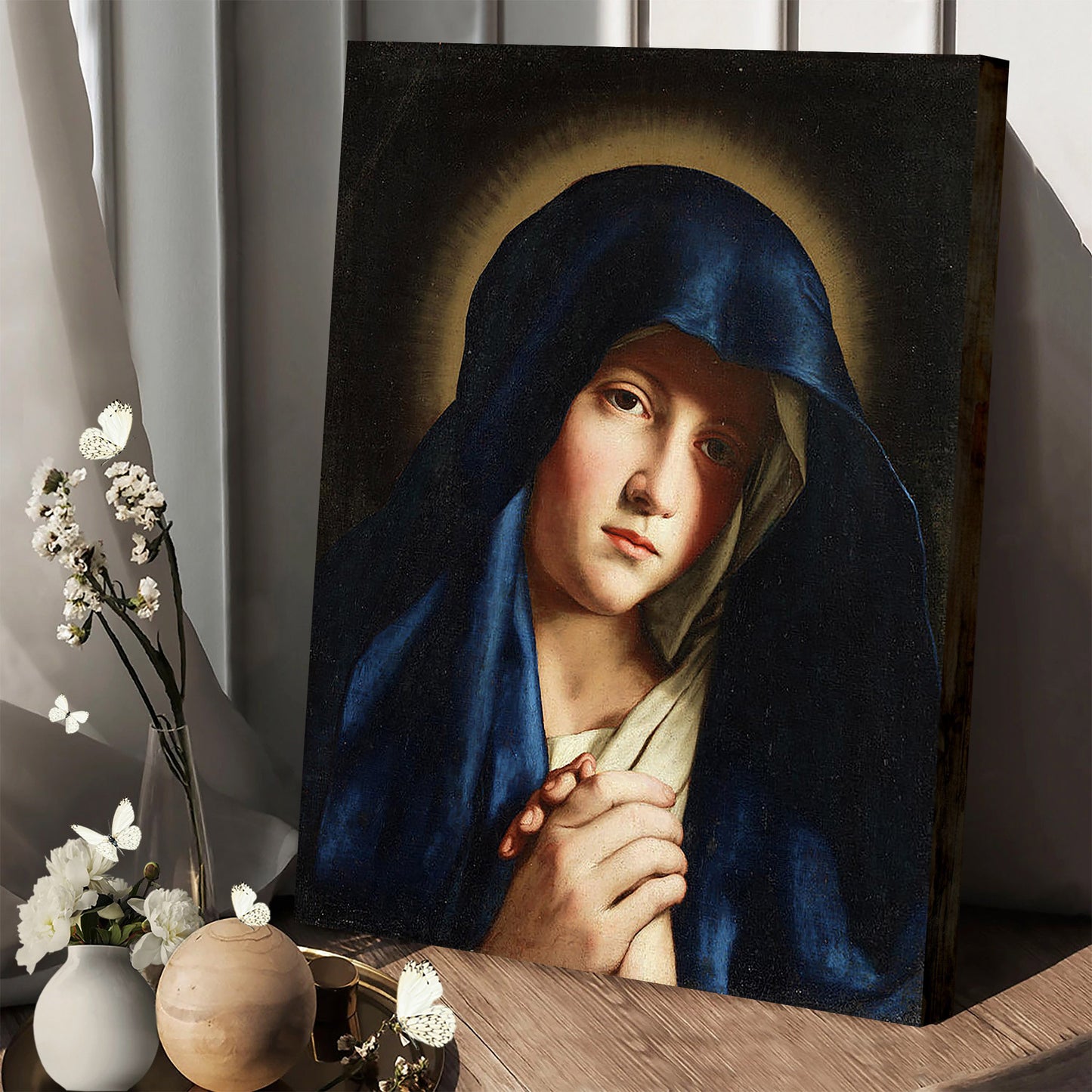 Young Virgin Mary  Canvas Wall Art - Jesus Canvas Pictures - Christian Wall Art