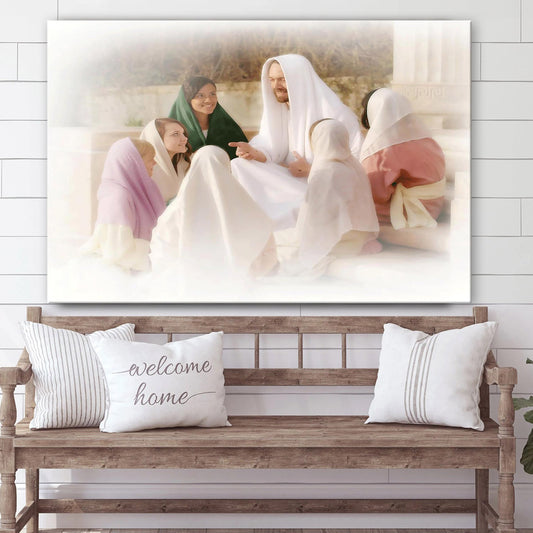 Young Women (White) Canvas Wall Art - Christian Wall Decor