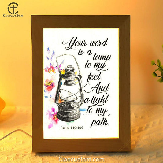 Your Word Is A Lamp To My Feet Psalm 119105 Bible Verse Wooden Lamp Art - Bible Verse Wooden Lamp - Scripture Night Light