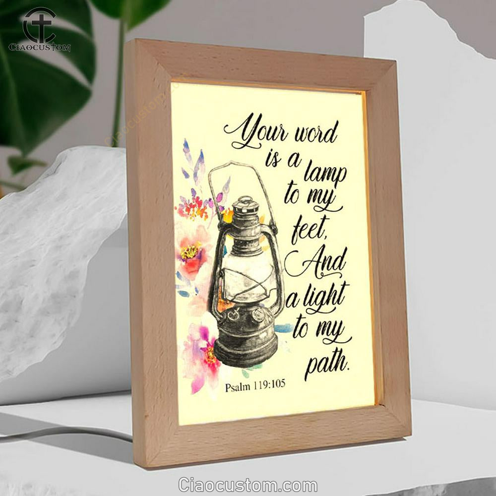 Your Word Is A Lamp To My Feet Psalm 119105 Bible Verse Wooden Lamp Art - Bible Verse Wooden Lamp - Scripture Night Light