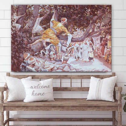 Zacchaeus In The Sycamore Tree Canvas Pictures - Christian Paintings For Home - Religious Canvas Wall Decor