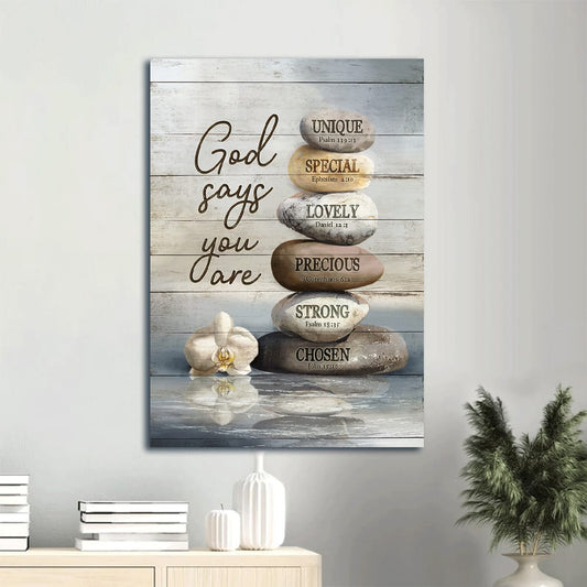 Zen Stone Painting Inspirational Art God Says You Are Canvas Wall Art - Christian Gift