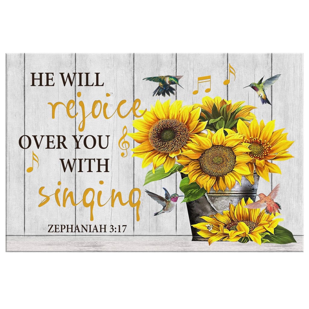 Zephaniah 317 He Will Rejoice Over You With Singing Canvas Wall Art - Christian Canvas - Faith Canvas