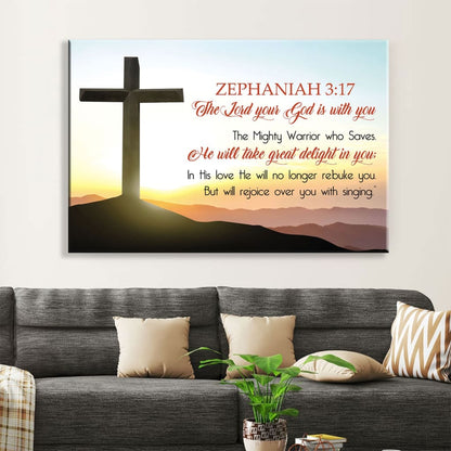 Zephaniah 317 Wall Art The Lord Your God Is With You Canvas Print - Religious Wall Decor