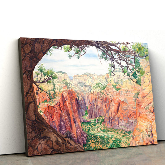 Zions Canyon Canvas Wall Art - Jesus Christ Picture - Canvas Christian Wall Art