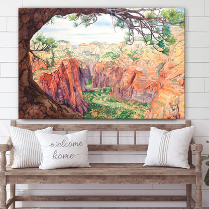 Zions Canyon Canvas Wall Art - Jesus Christ Picture - Canvas Christian Wall Art