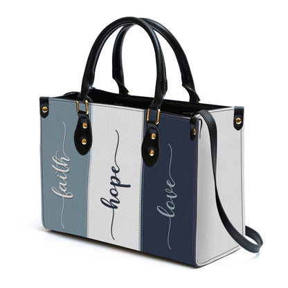 Zippered Leather Handbag With Handle Faith Hope Love Christ Gifts For Women Of God