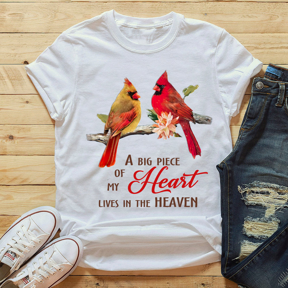 Cardinal Bird - A Big Piece Of My Heart Lives In The Heaven T-Shirt - Religious Shirts For Women / Man - Ciaocustom
