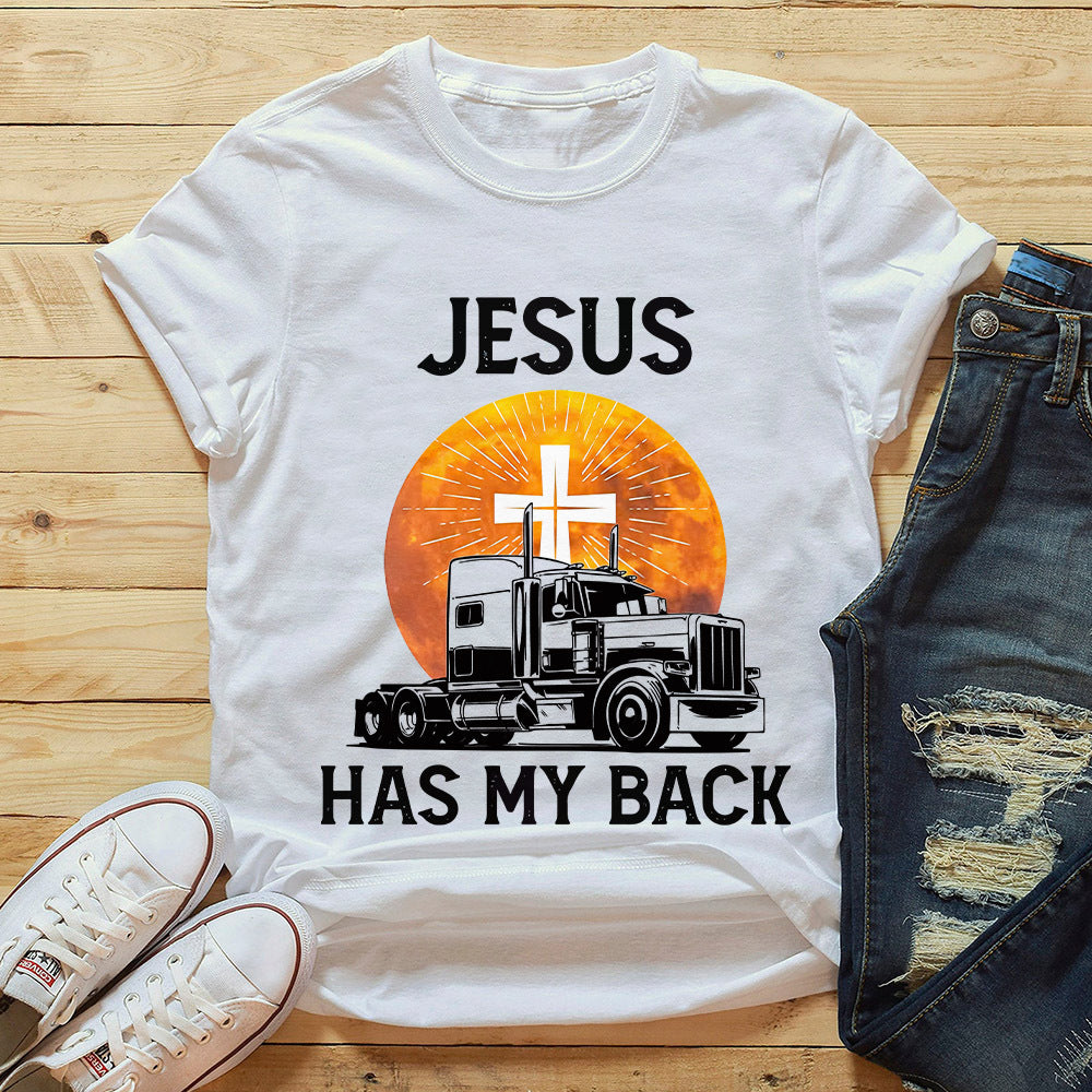 Jesus Has My Back - Cross And Trucker T-Shirt - Cool Christian Shirts For Men & Women - Ciaocustom