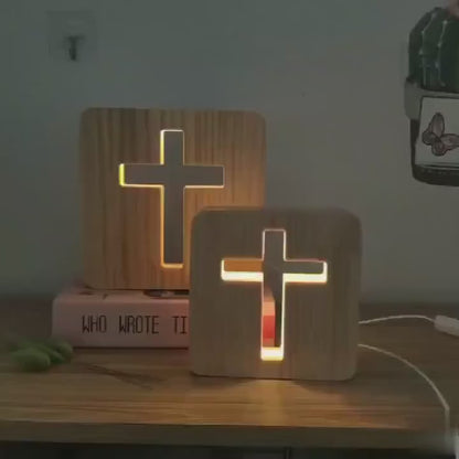 Wooden Cross Night Light - Christian Gift