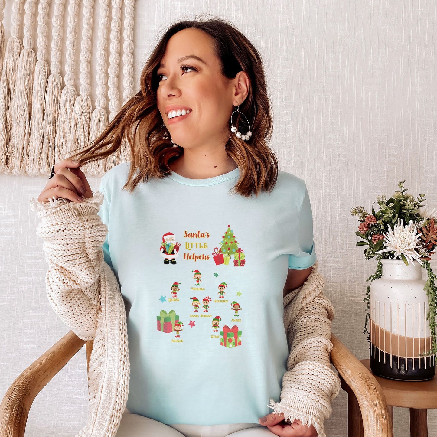 Personalized Santa's Little Helpers Tee Shirts For Women - Christian Shirts for Women - Religious Tee Shirts