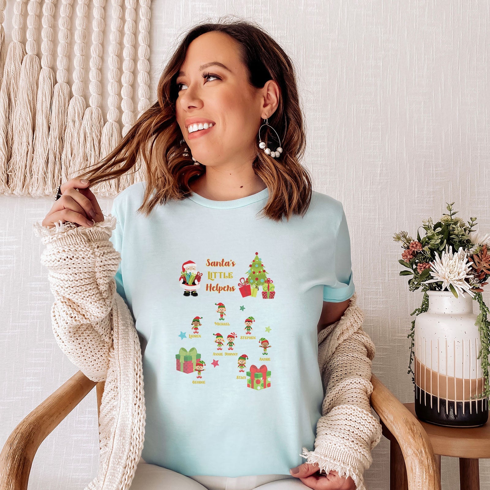 Personalized Santa's Little Helpers Tee Shirts For Women - Christian Shirts for Women - Religious Tee Shirts