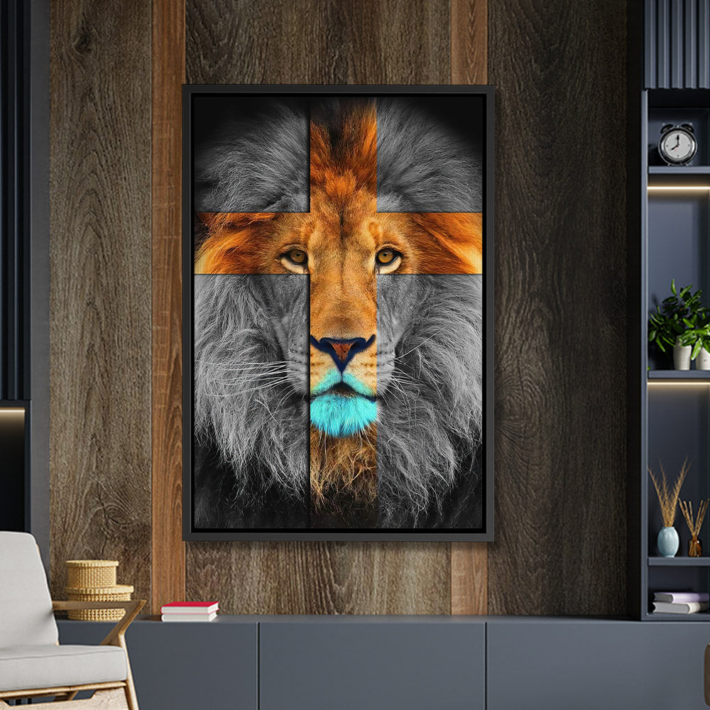 Lion And Cross - Jesus Canvas Art - Jesus Poster - Jesus Canvas - Christian Gift - Ciaocustom