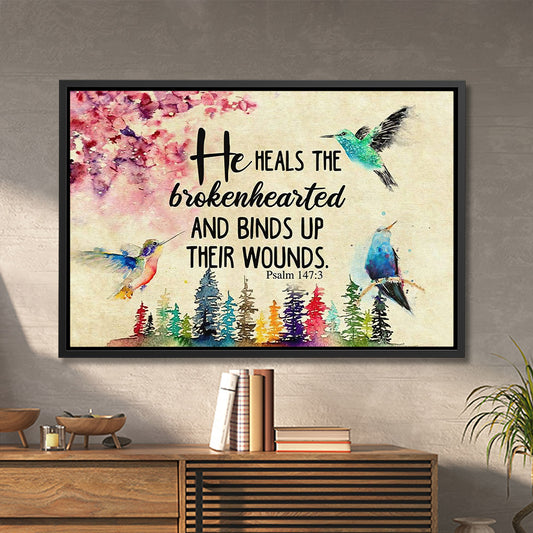 He Heals the Brokenhearted - Jesus Canvas Art - Jesus Poster - Jesus Canvas - Christian Gift - Ciaocustom