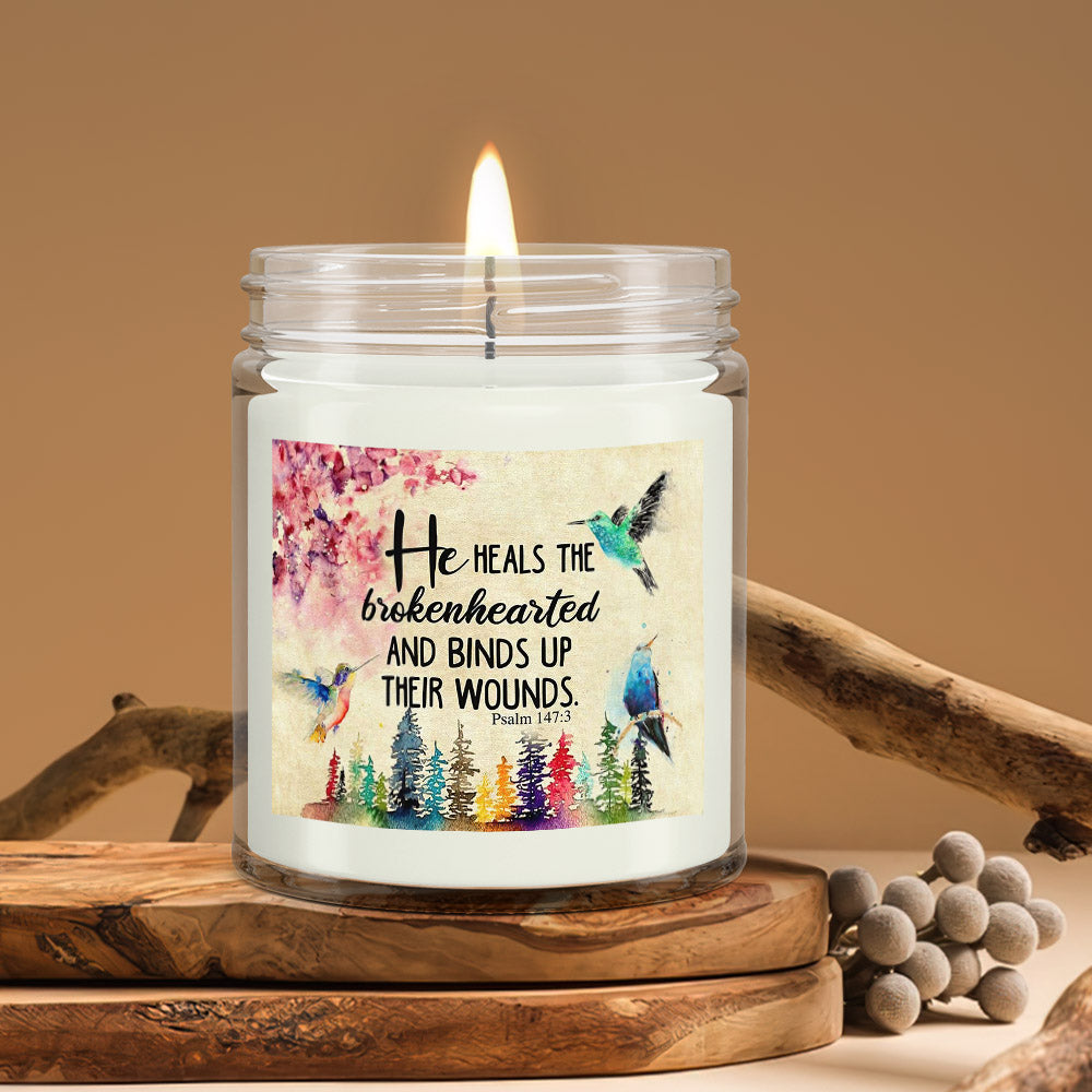 He Heals The Brokenhearted - Christian Candles - Bible Verse Candles - Natural Candle - Soy Wax Candle 9oz - Ciaocustom